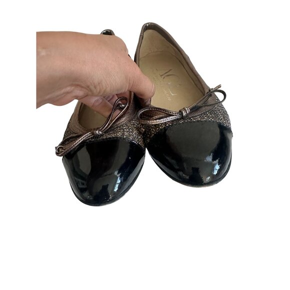 AGL Brown Black Metallic Captoe Ballet Ballerina Flats Size 36.5 - Picture 5 of 8